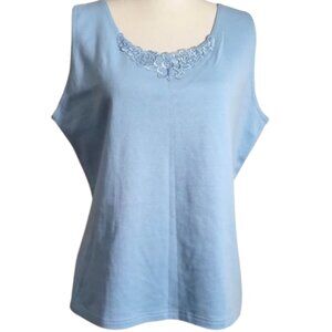 EXTRA TOUCH Sportswear Blue Sleeveless Shirt - NWT Women's Plus Size 3X